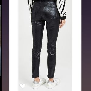 Frame Le High Skinny Jeans Coated Croc Noir size24